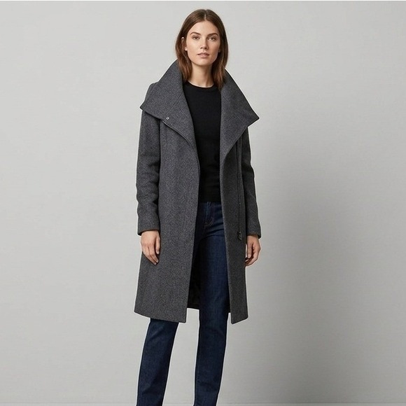 Jones New York Jackets & Blazers - Jones New‎ York Gray Tweed Asymmetrical Collar Wool Blend Coat Womens Size 2